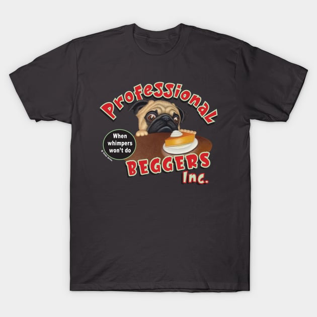 funny cute adorable Pug and a pie T-Shirt by Danny Gordon Art